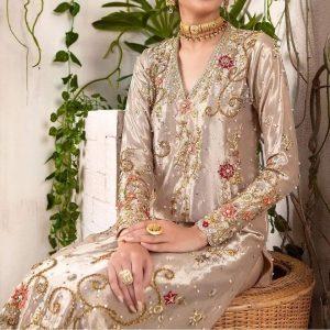 wedding function dress is crafted from pure raw silk