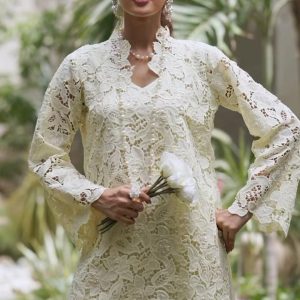 Lemon Crochet Charm – Handcrafted Shirt with Dhaka Pajama