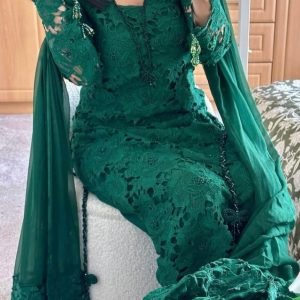 Elegant Premium Lace 3PC Dress | Embroidered Net Suit with Dupatta | Party & Festive Wear